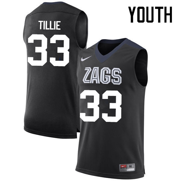 Youth #33 Killian Tillie Gonzaga Bulldogs College Basketball Jerseys-Black - Click Image to Close